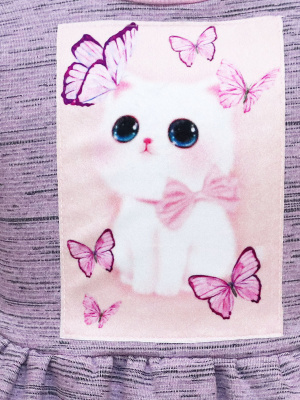 Платье "Kittу" с котенком и бабочками - Размер 92 - Цвет розовый - Картинка #3